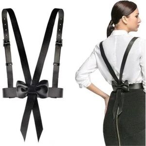 BLACK Leather Top Shoulder Waist Harness Belt BDSM Slave Fetish Bondage Gothic